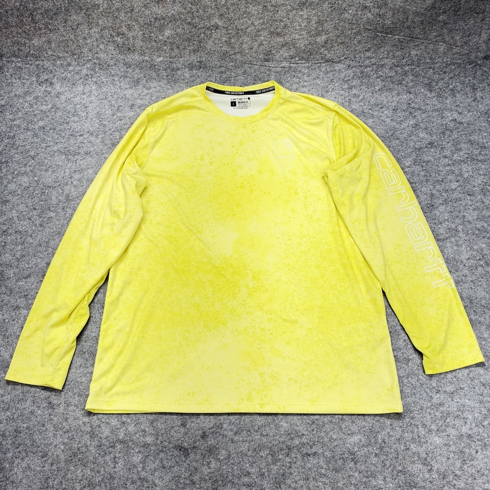 Carhartt Shirt Mens Large Yellow Force Sun Defender Long Sleeve UPF TK6779-M